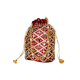Traditional Handmade Cotton Red Potli Bag with Beads and Mirror Work